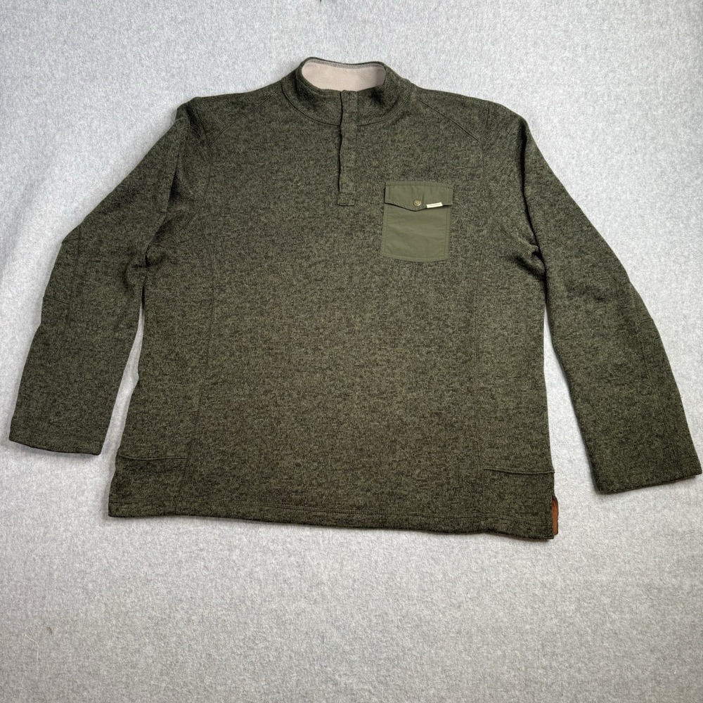 Woolrich Mens 1/4 Snap Pullover Sweater Size XL Army/Olive Chest Pocket EUC - Picture 2 of 10
